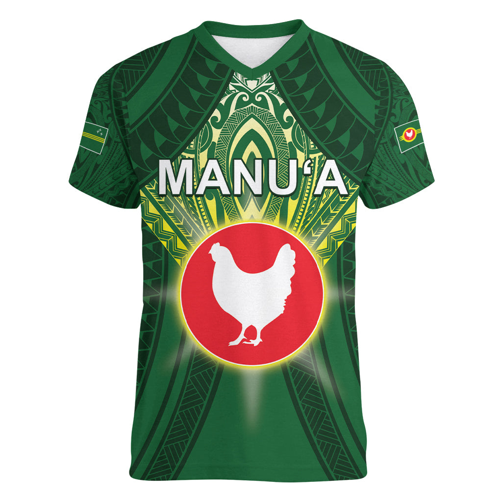 Personalized American Samoa Manu'a Cession Day Women V-Neck T-Shirt With Polynesian Pattern
