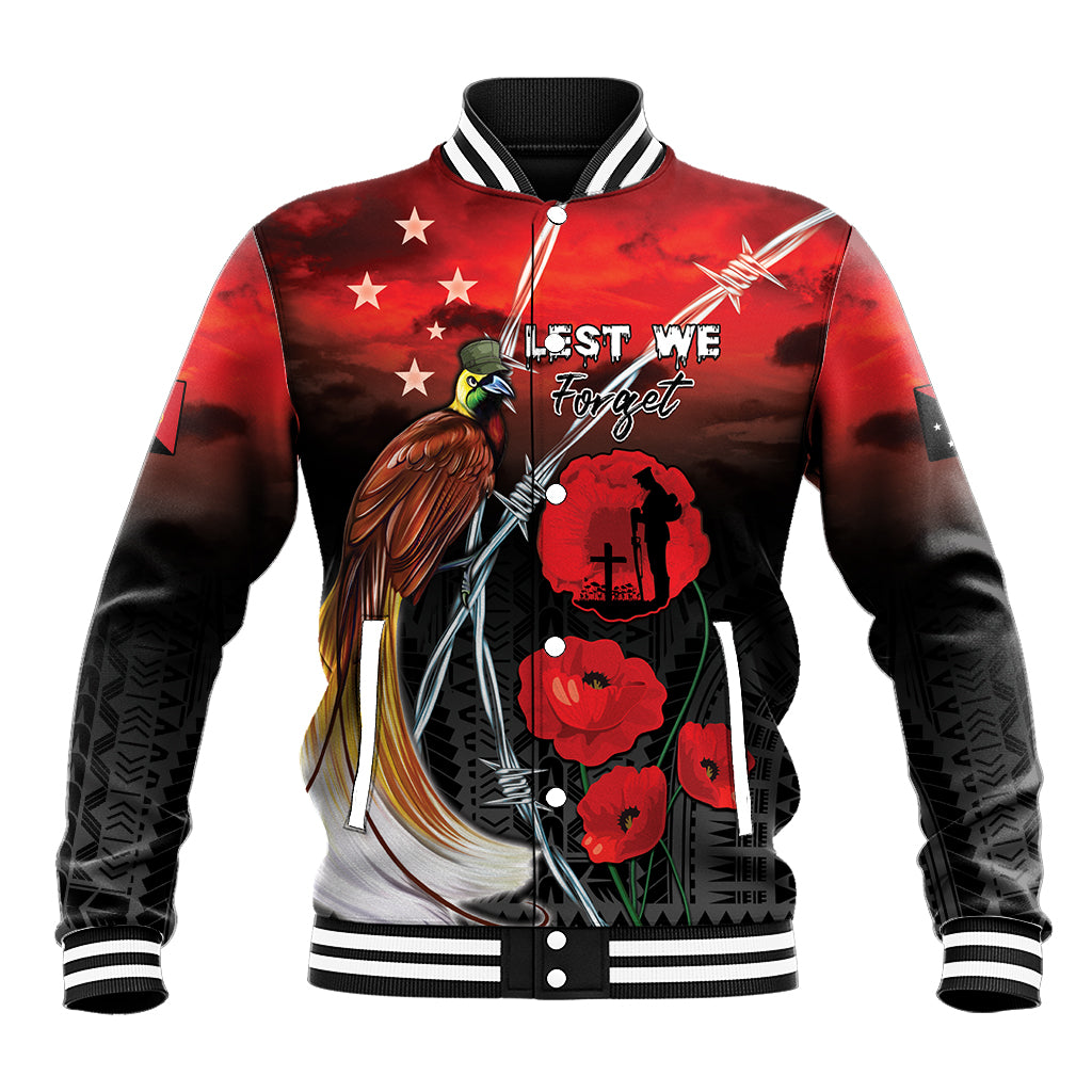 Papua New Guinea Remembrance Day Baseball Jacket Lest We Forget