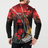 Papua New Guinea Remembrance Day Button Sweatshirt Lest We Forget