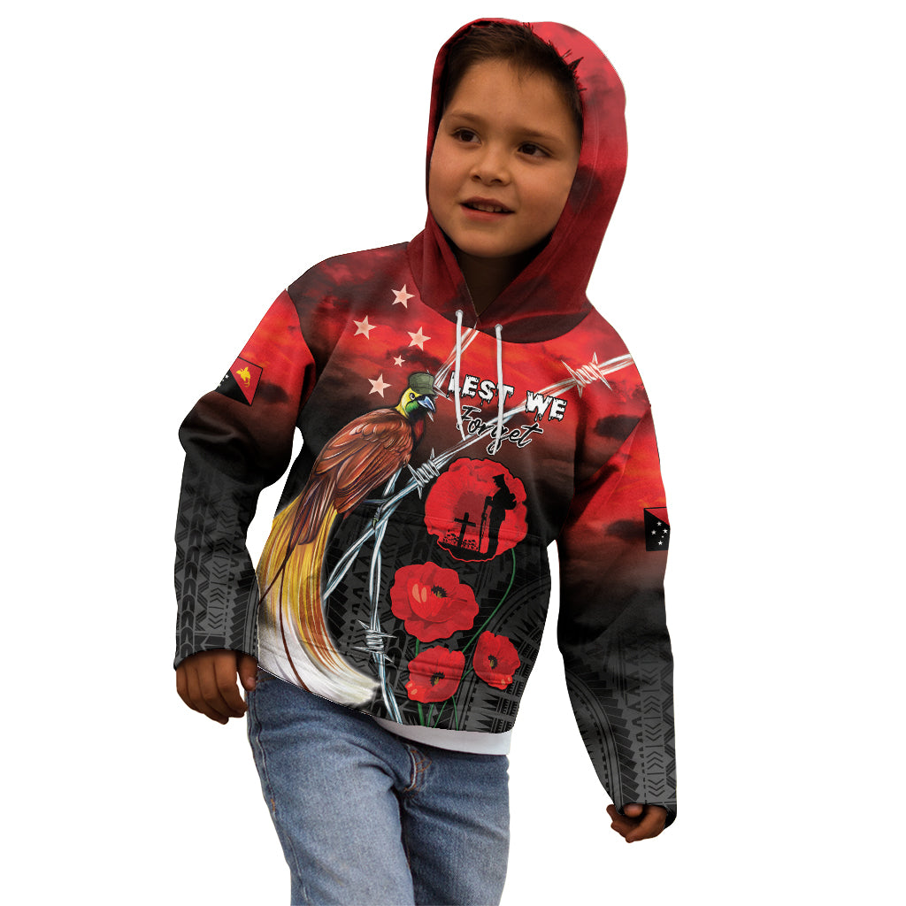 Papua New Guinea Remembrance Day Kid Hoodie Lest We Forget