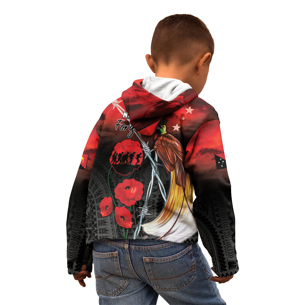 Papua New Guinea Remembrance Day Kid Hoodie Lest We Forget