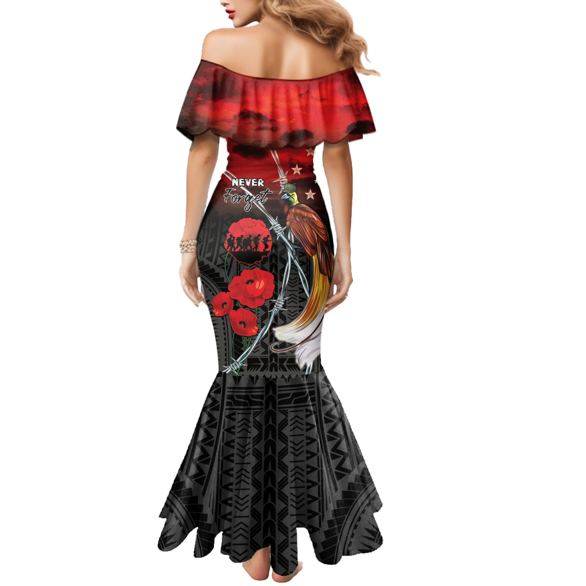 Papua New Guinea Remembrance Day Mermaid Dress Lest We Forget