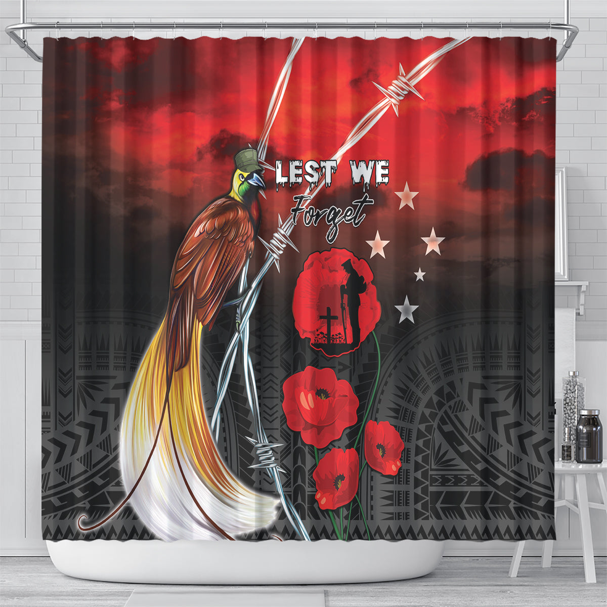 Papua New Guinea Remembrance Day Shower Curtain Lest We Forget