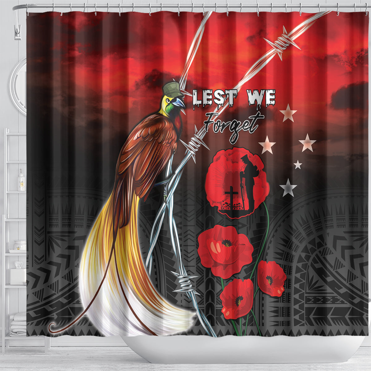 Papua New Guinea Remembrance Day Shower Curtain Lest We Forget
