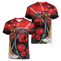 Papua New Guinea Remembrance Day Women V-Neck T-Shirt Lest We Forget