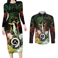 Vanuatu Happy Assumption Day Couples Matching Long Sleeve Bodycon Dress and Long Sleeve Button Shirt