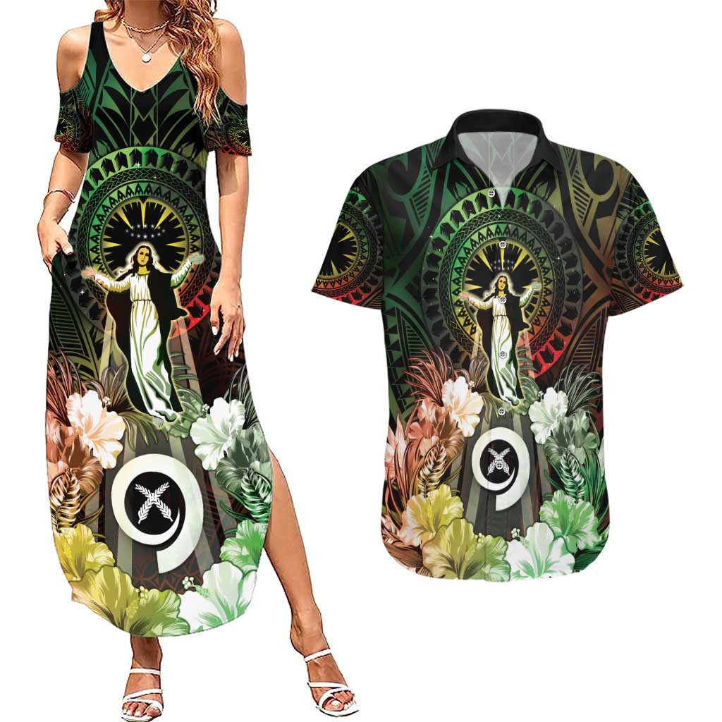 Vanuatu Happy Assumption Day Couples Matching Summer Maxi Dress and Hawaiian Shirt