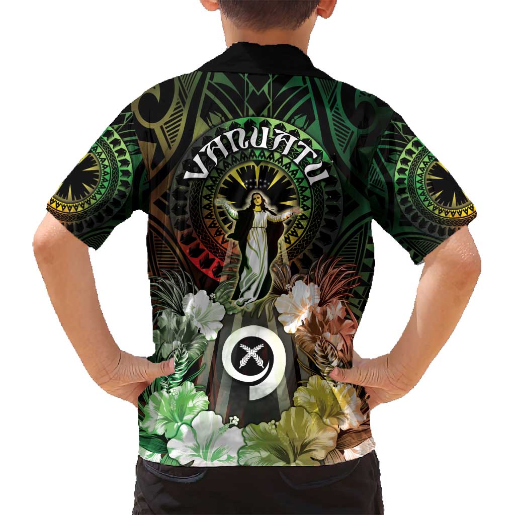 Vanuatu Happy Assumption Day Family Matching Long Sleeve Bodycon Dress and Hawaiian Shirt