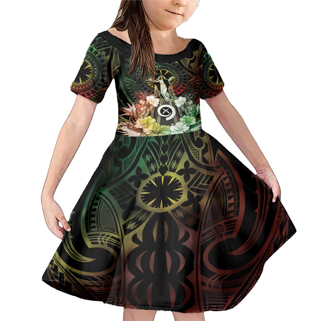 Vanuatu Happy Assumption Day Family Matching Mermaid Dress and Hawaiian Shirt LT05 Daughter's Dress Reggae - Polynesian Pride