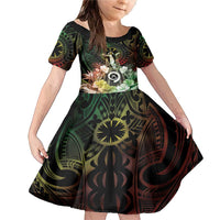 Vanuatu Happy Assumption Day Family Matching Mermaid Dress and Hawaiian Shirt LT05 Daughter's Dress Reggae - Polynesian Pride
