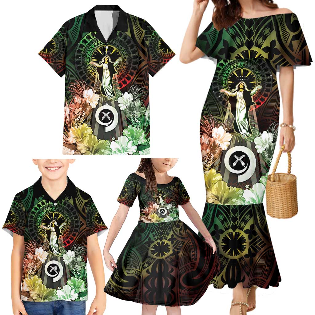 Vanuatu Happy Assumption Day Family Matching Mermaid Dress and Hawaiian Shirt LT05 - Polynesian Pride