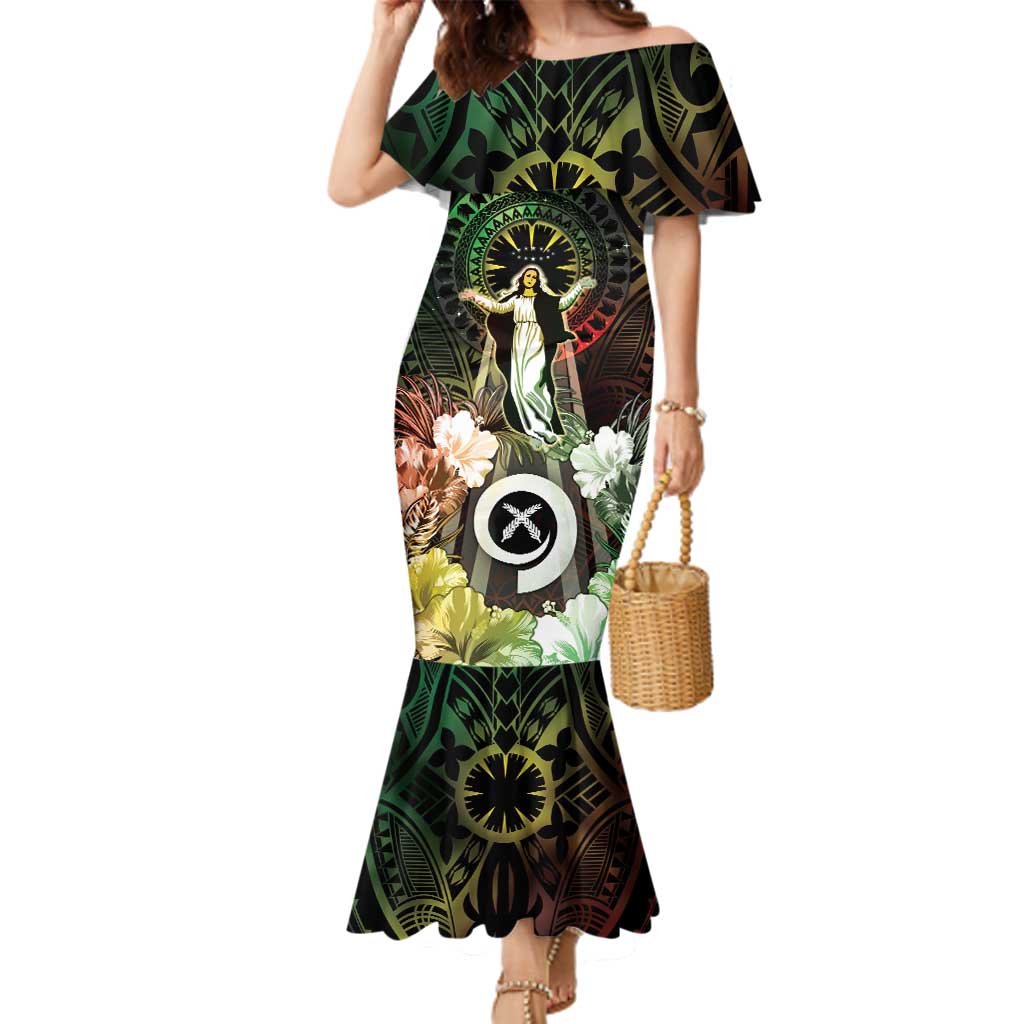 Vanuatu Happy Assumption Day Family Matching Mermaid Dress and Hawaiian Shirt LT05 Mom's Dress Reggae - Polynesian Pride