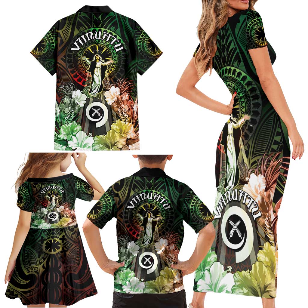 Vanuatu Happy Assumption Day Family Matching Short Sleeve Bodycon Dress and Hawaiian Shirt LT05 - Polynesian Pride