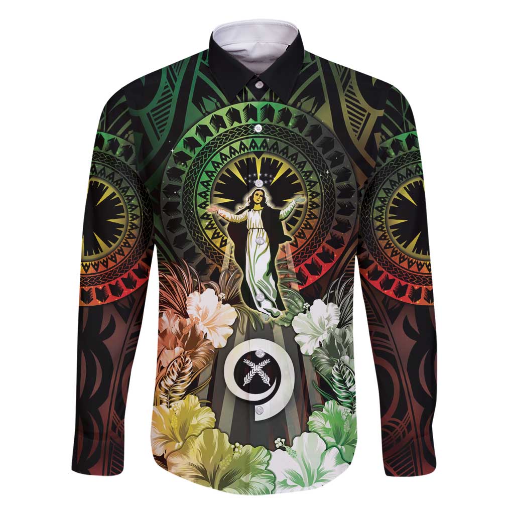 Vanuatu Happy Assumption Day Family Matching Summer Maxi Dress and Hawaiian Shirt LT05 Dad's Shirt - Long Sleeve Reggae - Polynesian Pride