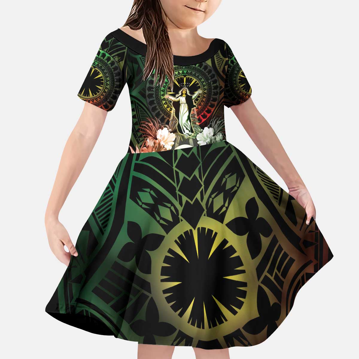 Vanuatu Happy Assumption Day Kid Short Sleeve Dress LT05 KID Reggae - Polynesian Pride