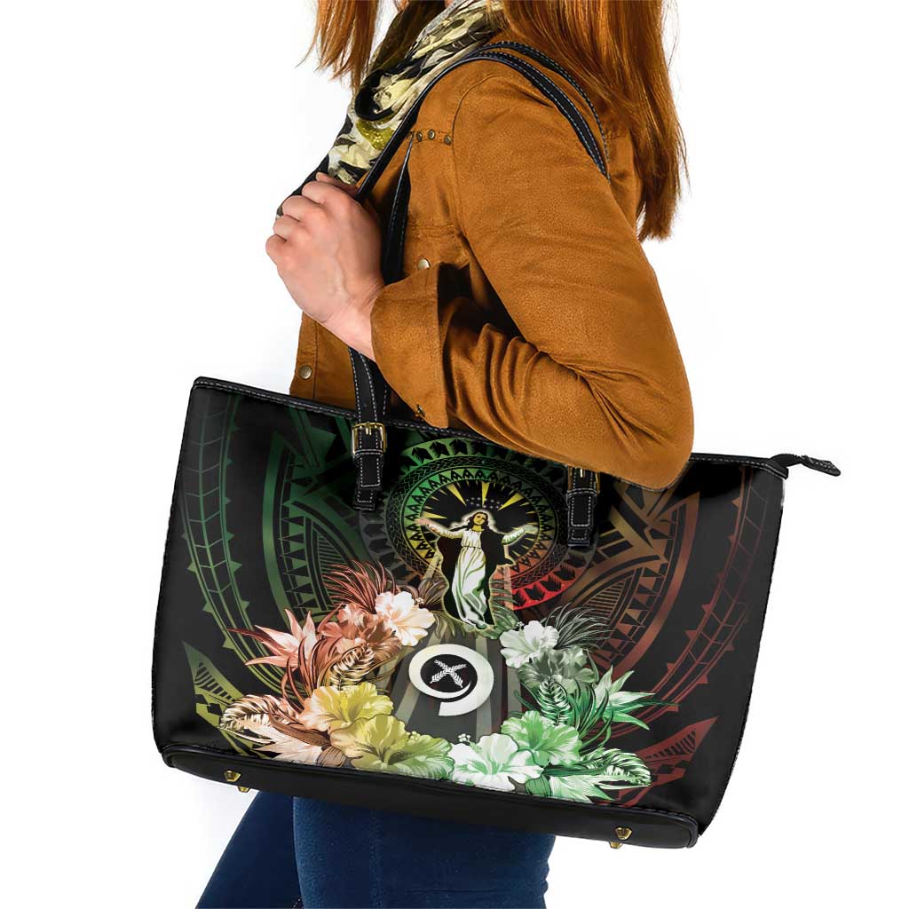 Vanuatu Happy Assumption Day Leather Tote Bag LT05 Reggae - Polynesian Pride