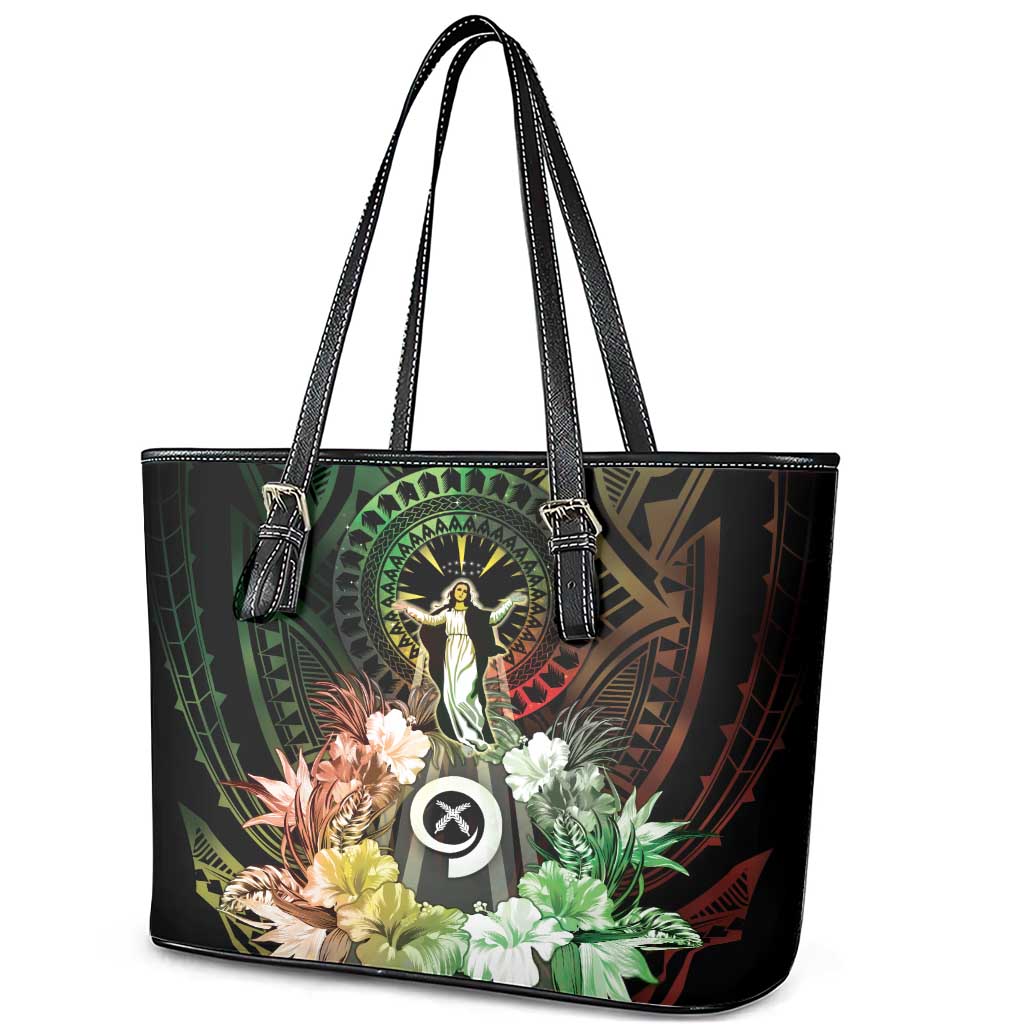 Vanuatu Happy Assumption Day Leather Tote Bag LT05 - Polynesian Pride