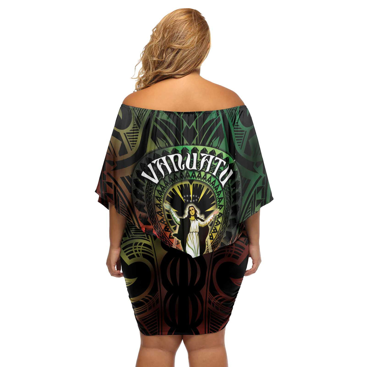 Vanuatu Happy Assumption Day Off Shoulder Short Dress