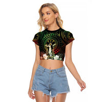 Vanuatu Happy Assumption Day Raglan Cropped T Shirt LT05 Female Reggae - Polynesian Pride