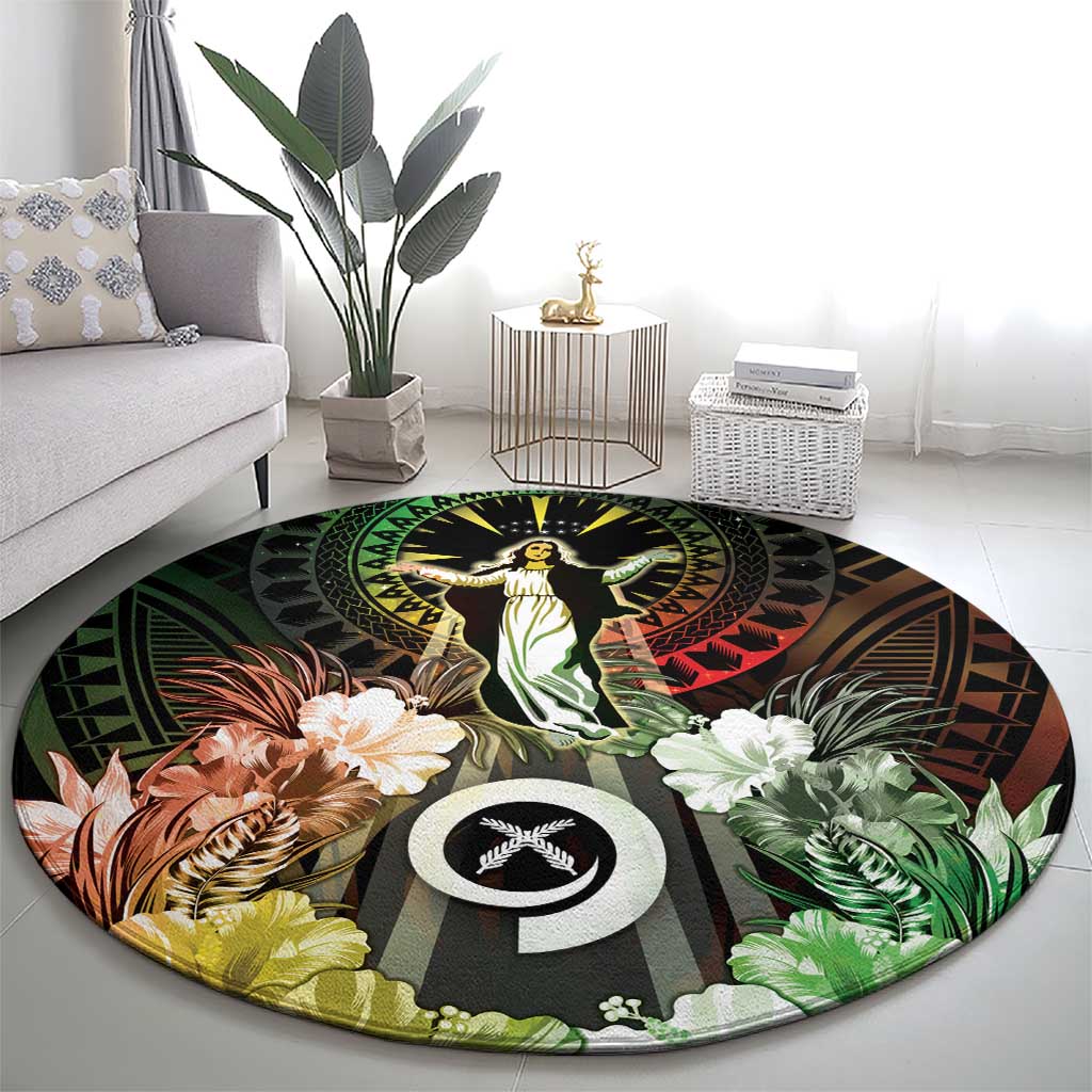 Vanuatu Happy Assumption Day Round Carpet