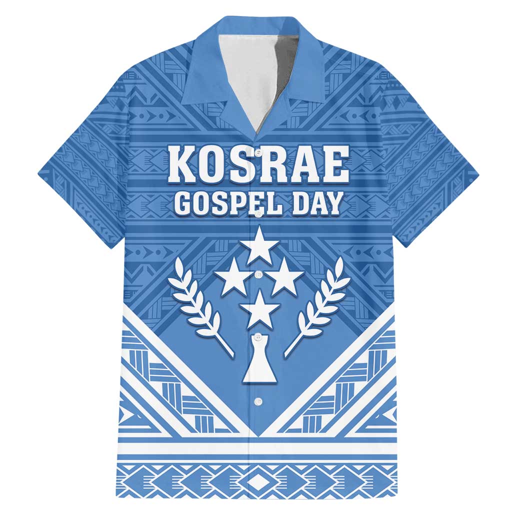 Personalised Kosrae State Gospel Day Family Matching Mermaid Dress and Hawaiian Shirt Simple Style LT05 Dad's Shirt - Short Sleeve Blue - Polynesian Pride