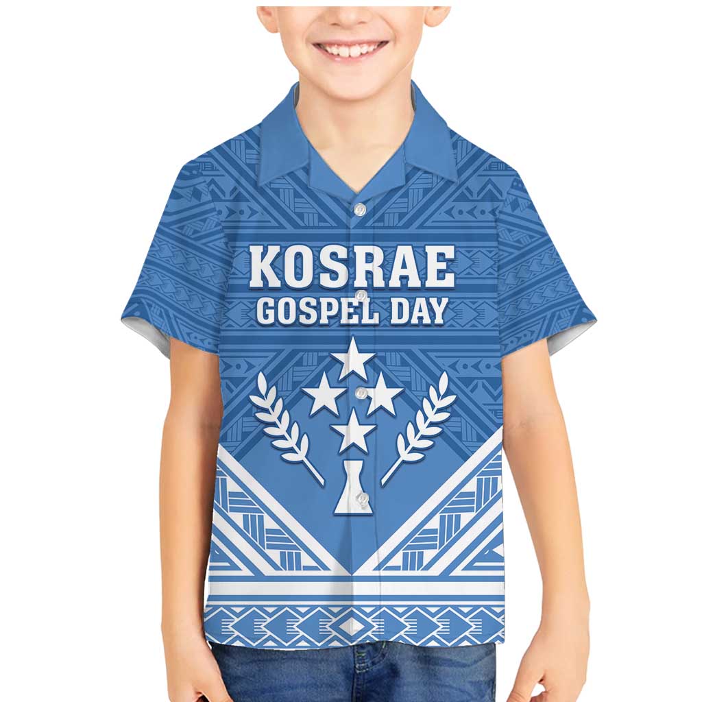 Personalised Kosrae State Gospel Day Family Matching Mermaid Dress and Hawaiian Shirt Simple Style LT05 Son's Shirt Blue - Polynesian Pride