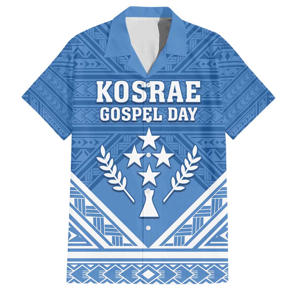 Personalised Kosrae State Gospel Day Family Matching Off Shoulder Maxi Dress and Hawaiian Shirt Simple Style LT05 Dad's Shirt - Short Sleeve Blue - Polynesian Pride