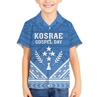 Personalised Kosrae State Gospel Day Family Matching Puletasi and Hawaiian Shirt Simple Style LT05 Son's Shirt Blue - Polynesian Pride