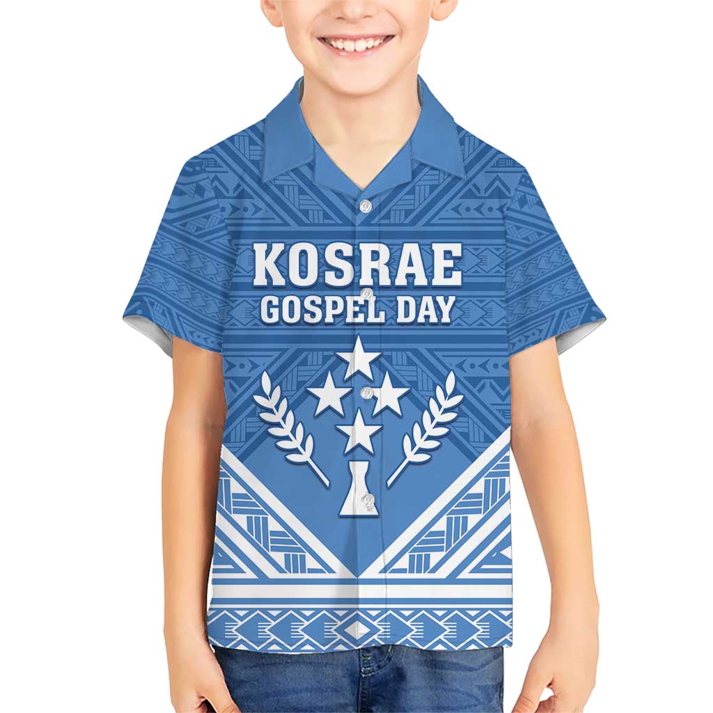 Personalised Kosrae State Gospel Day Kid Hawaiian Shirt Simple Style LT05 Kid Blue - Polynesian Pride