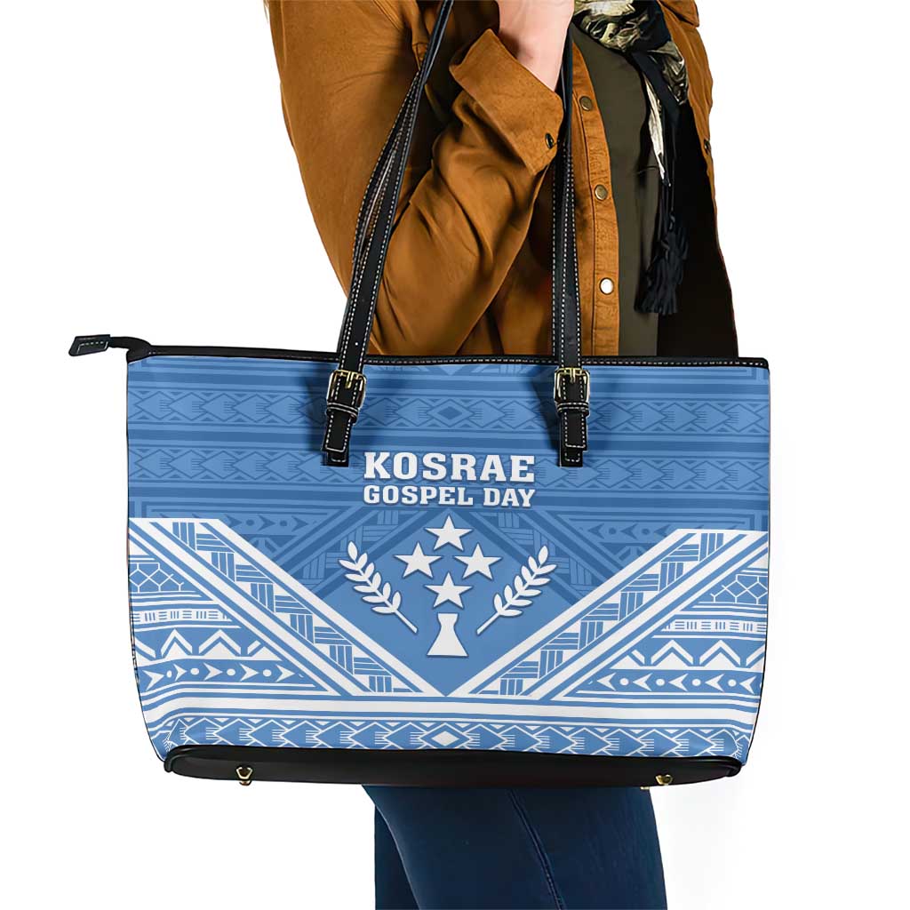 Kosrae State Gospel Day Leather Tote Bag Simple Style LT05 - Polynesian Pride