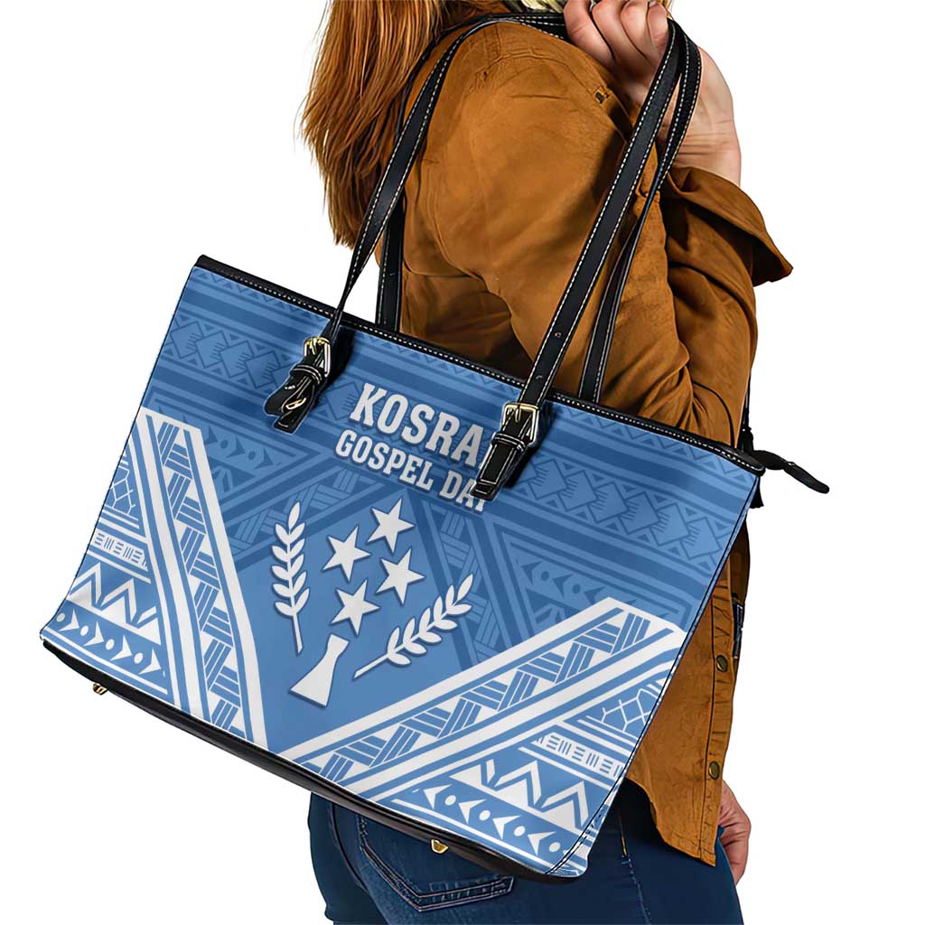 Kosrae State Gospel Day Leather Tote Bag Simple Style LT05 - Polynesian Pride
