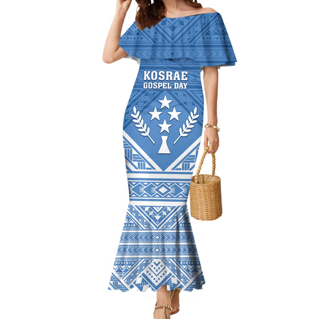 Personalised Kosrae State Gospel Day Mermaid Dress Simple Style LT05 Women Blue - Polynesian Pride