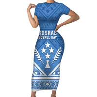Personalised Kosrae State Gospel Day Short Sleeve Bodycon Dress Simple Style LT05 Long Dress Blue - Polynesian Pride