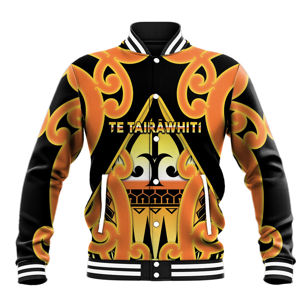 Personalised New Zealand Te Tairawhiti Baseball Jacket Maori Koru Pattern LT05 Unisex Orange - Polynesian Pride