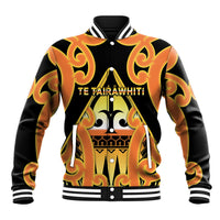 Personalised New Zealand Te Tairawhiti Baseball Jacket Maori Koru Pattern LT05 Unisex Orange - Polynesian Pride