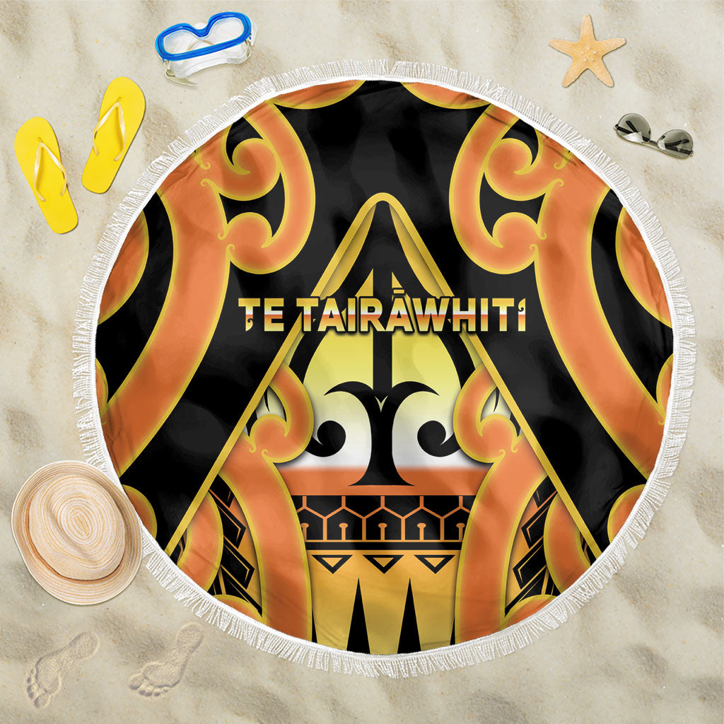 New Zealand Te Tairawhiti Beach Blanket Maori Koru Pattern LT05 One Size 150cm Orange - Polynesian Pride