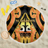 New Zealand Te Tairawhiti Beach Blanket Maori Koru Pattern LT05 One Size 150cm Orange - Polynesian Pride
