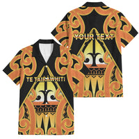 Personalised New Zealand Te Tairawhiti Family Matching Mermaid Dress and Hawaiian Shirt Maori Koru Pattern LT05 Dad's Shirt - Short Sleeve Orange - Polynesian Pride