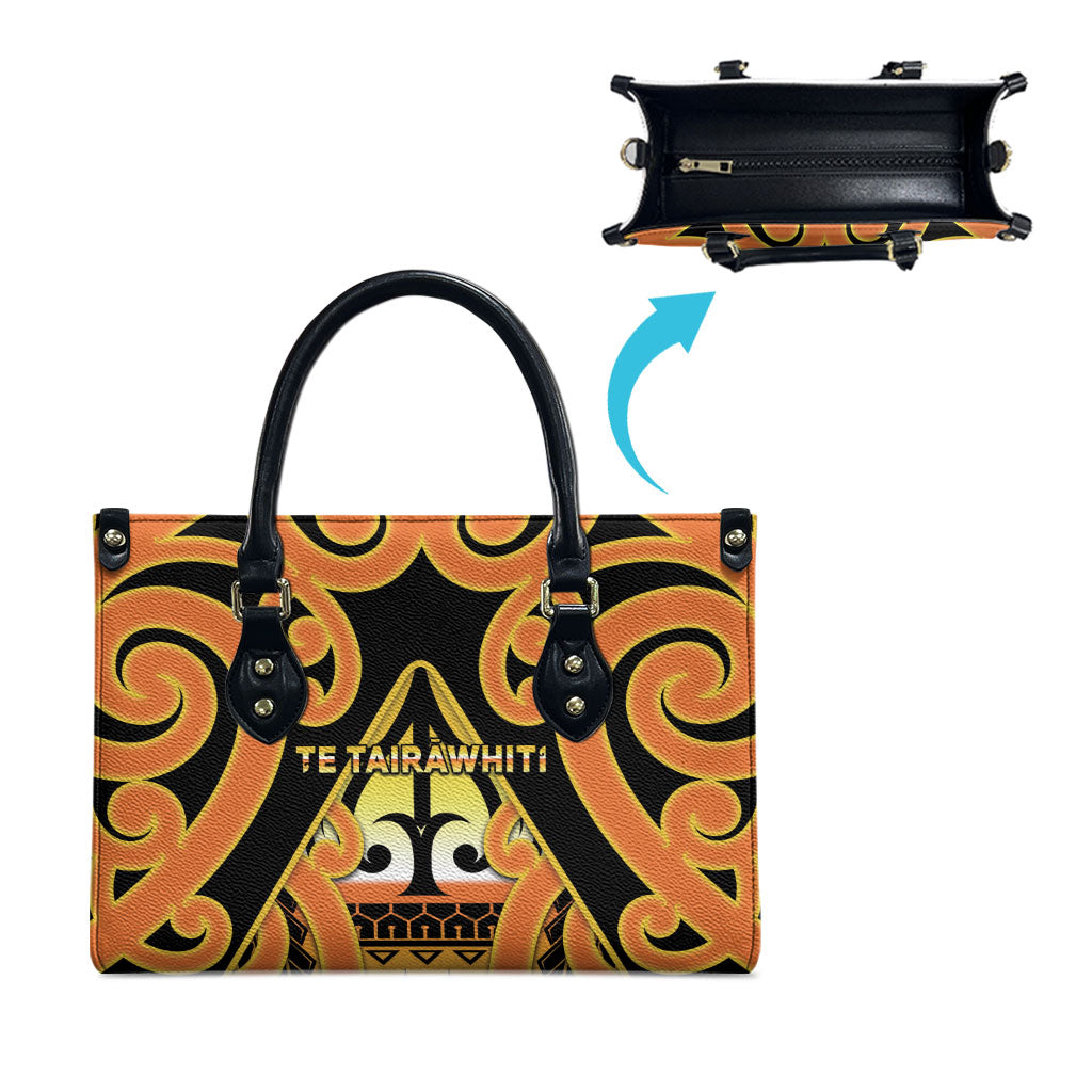 New Zealand Te Tairawhiti Leather Bag Maori Koru Pattern LT05 - Polynesian Pride