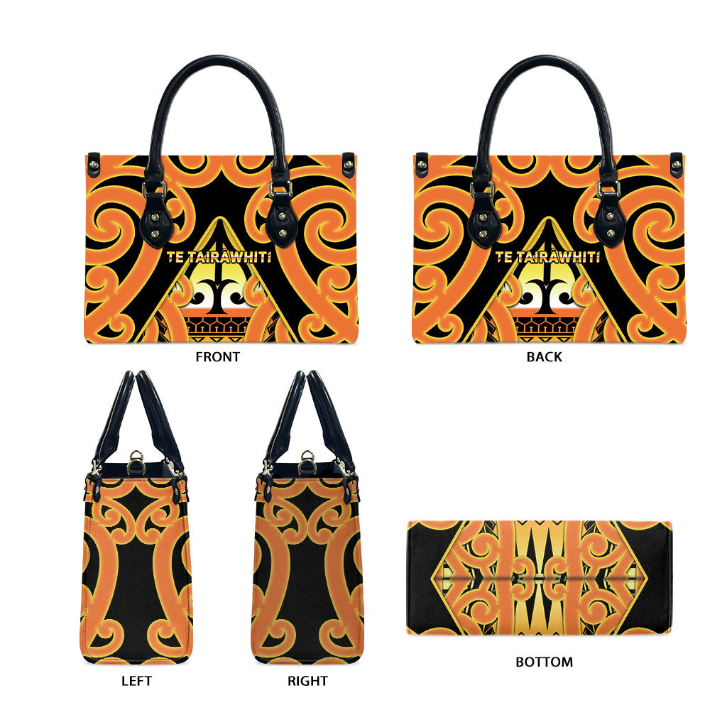 New Zealand Te Tairawhiti Leather Bag Maori Koru Pattern LT05 - Polynesian Pride