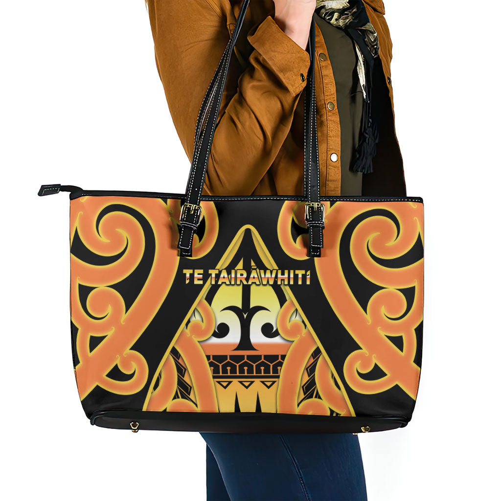 New Zealand Te Tairawhiti Leather Tote Bag Maori Koru Pattern LT05 - Polynesian Pride