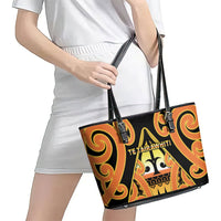 New Zealand Te Tairawhiti Leather Tote Bag Maori Koru Pattern LT05 - Polynesian Pride
