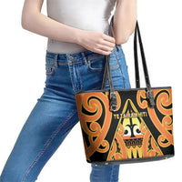 New Zealand Te Tairawhiti Leather Tote Bag Maori Koru Pattern LT05 - Polynesian Pride