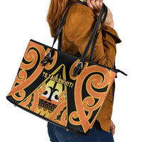 New Zealand Te Tairawhiti Leather Tote Bag Maori Koru Pattern LT05 - Polynesian Pride