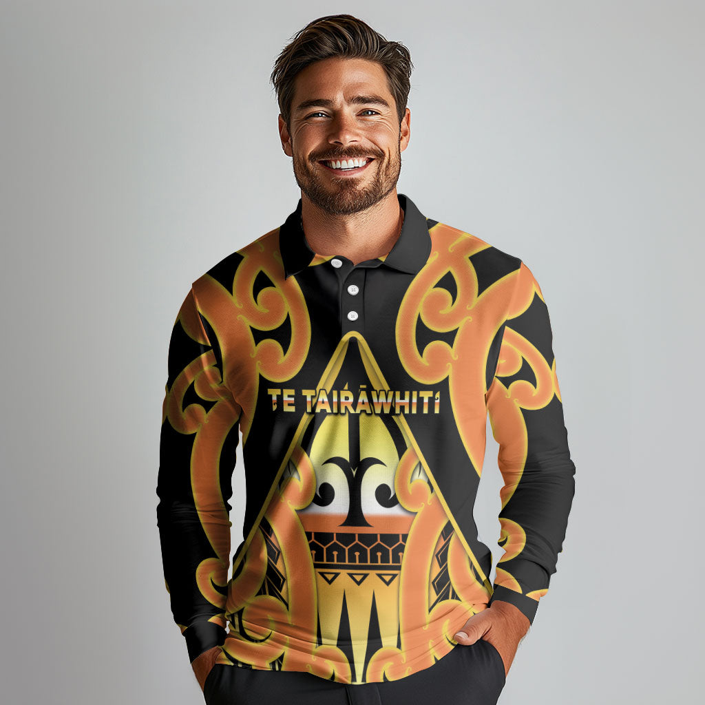 Personalised New Zealand Te Tairawhiti Long Sleeve Polo Shirt Maori Koru Pattern LT05 - Polynesian Pride
