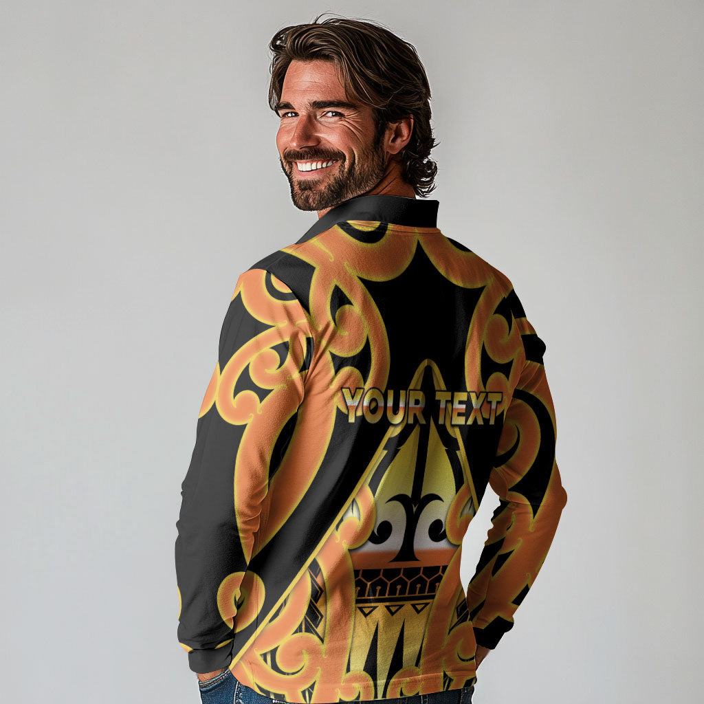 Personalised New Zealand Te Tairawhiti Long Sleeve Polo Shirt Maori Koru Pattern LT05 - Polynesian Pride