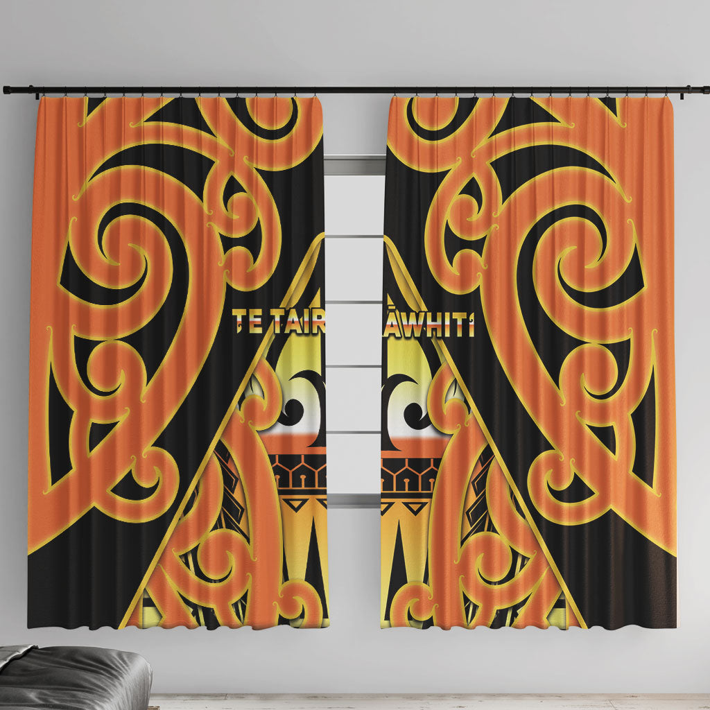 New Zealand Te Tairawhiti Window Curtain Maori Koru Pattern LT05 With Hooks Orange - Polynesian Pride
