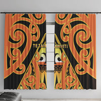 New Zealand Te Tairawhiti Window Curtain Maori Koru Pattern LT05 With Hooks Orange - Polynesian Pride