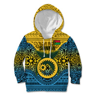 Vanuatu Sanma Province Kid Hoodie Coat Of Arms And Namele Fern Polynesian Pattern LT05 Hoodie Yellow - Polynesian Pride