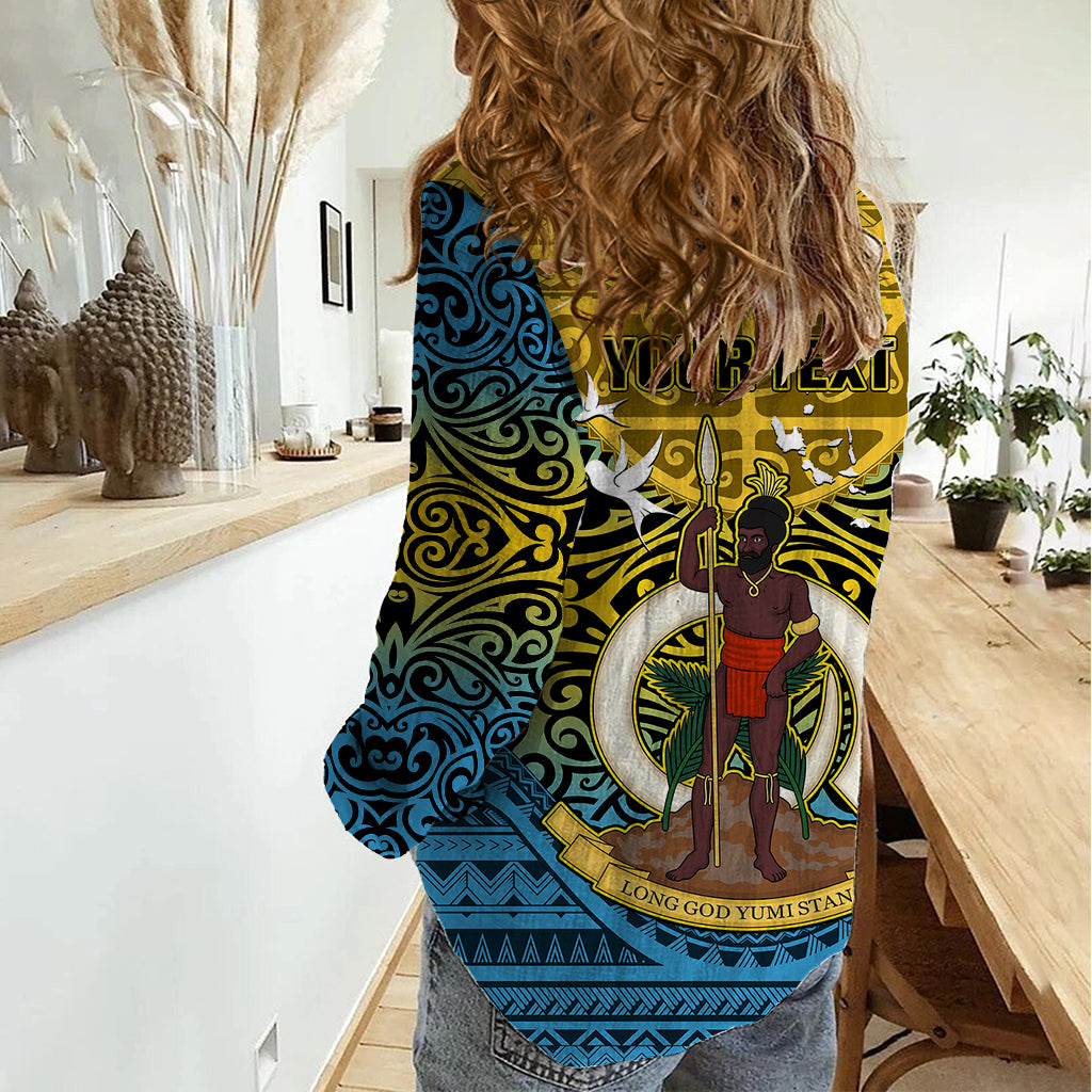 Personalized Vanuatu Sanma Province Women Casual Shirt Coat Of Arms And Namele Fern Polynesian Pattern LT05 - Polynesian Pride